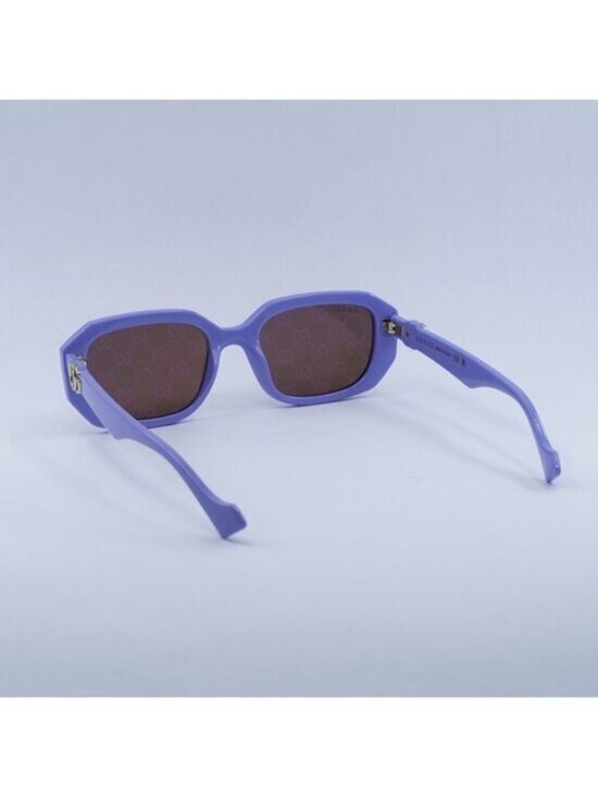 Gucci GG1535S 004 Sunglasses Lilac Rectangle Frame, Pink GG Pattern Lenses main image 4